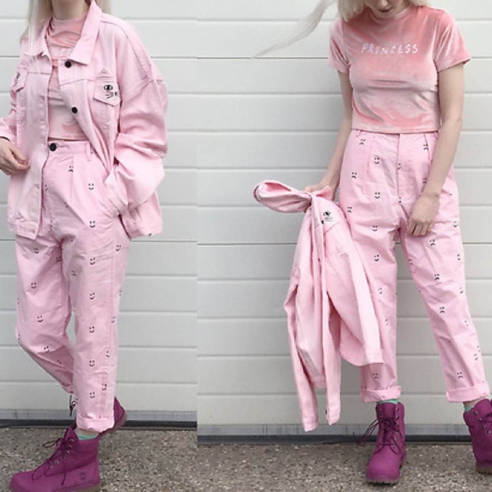 Lazy oaf happy and sad high waist pants sz S - Picture 2 of 4
